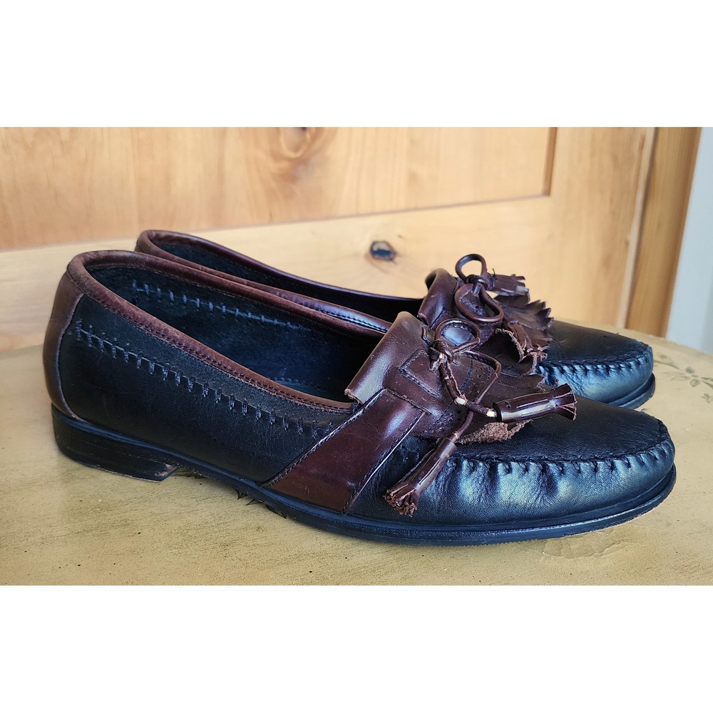 Hunt Club Ralph Lauren US 9.5 Black Brown Leather‎ Tassel Loafers Preppy